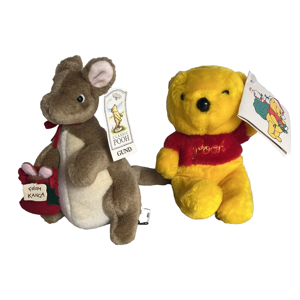 Vintage Winnie the Pooh Bear 1989 Sears & Kanga 6" Toy Disney Lot Original Tags